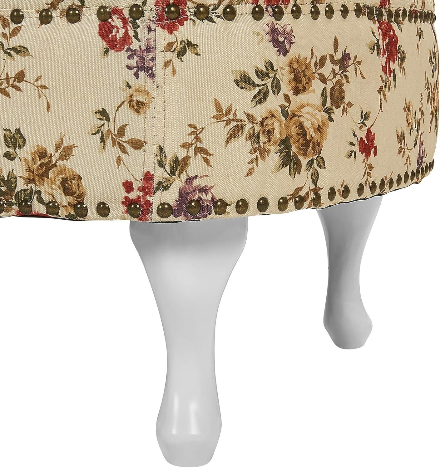 Beige Floral Chaise Lounge Sofa | Left Hand, Tufted Back, 169cm, Vintage Style
