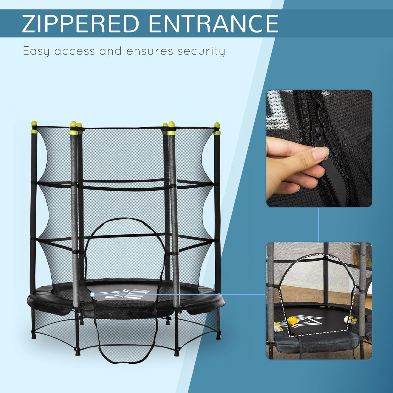 4.6FT Kids Trampoline Enclosure Net Springless Indoor Outdoor 50KG