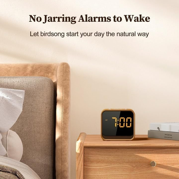 Wooden Sound Machine Alarm Clock with White Noise & Gentle Wake-Up