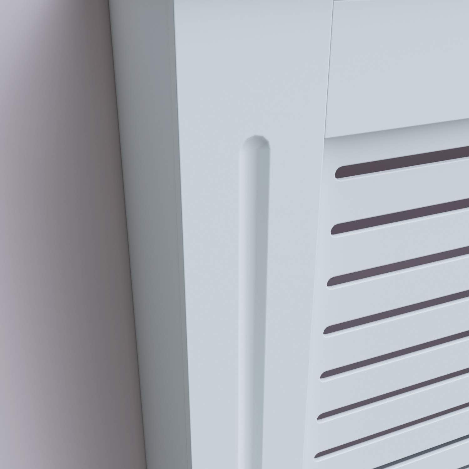 White Radiator Cover Cabinet Large | MDF Horizontal Slat Shelf