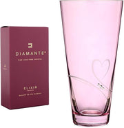 Pink Crystal Glass Vase 25cm Heart Design Luxury Gift Decorative Centrepiece