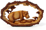 Graceful Hippo Ornament Wood-Effect Resin | Wildlife Home Decor Gift 18cm