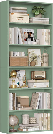 Tall 6-Tier Bookshelf Green Freestanding Storage Unit Open Display Shelf 60x23.5