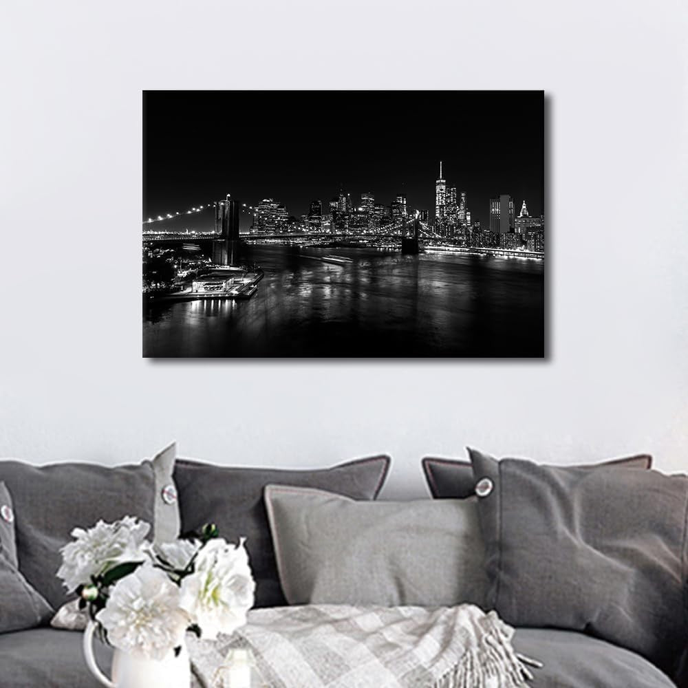 Manhattan New York Cityscape Canvas Wall Art 24×16 in Decor