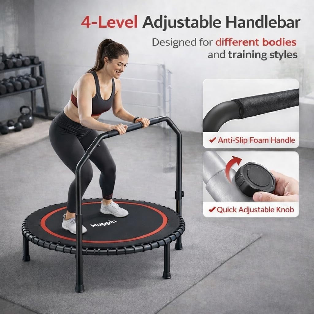 Red 40in Foldable Exercise Rebounder Quiet Indoor Trampoline 220LB