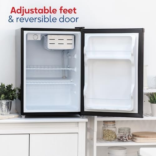 66L Mini Fridge Freezer-on-Top Compact Black Table Top Reversible