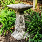 Heavy Stone Bird Bath 70kg Square Bowl | Garden Pedestal Ornament Outdoor Decor