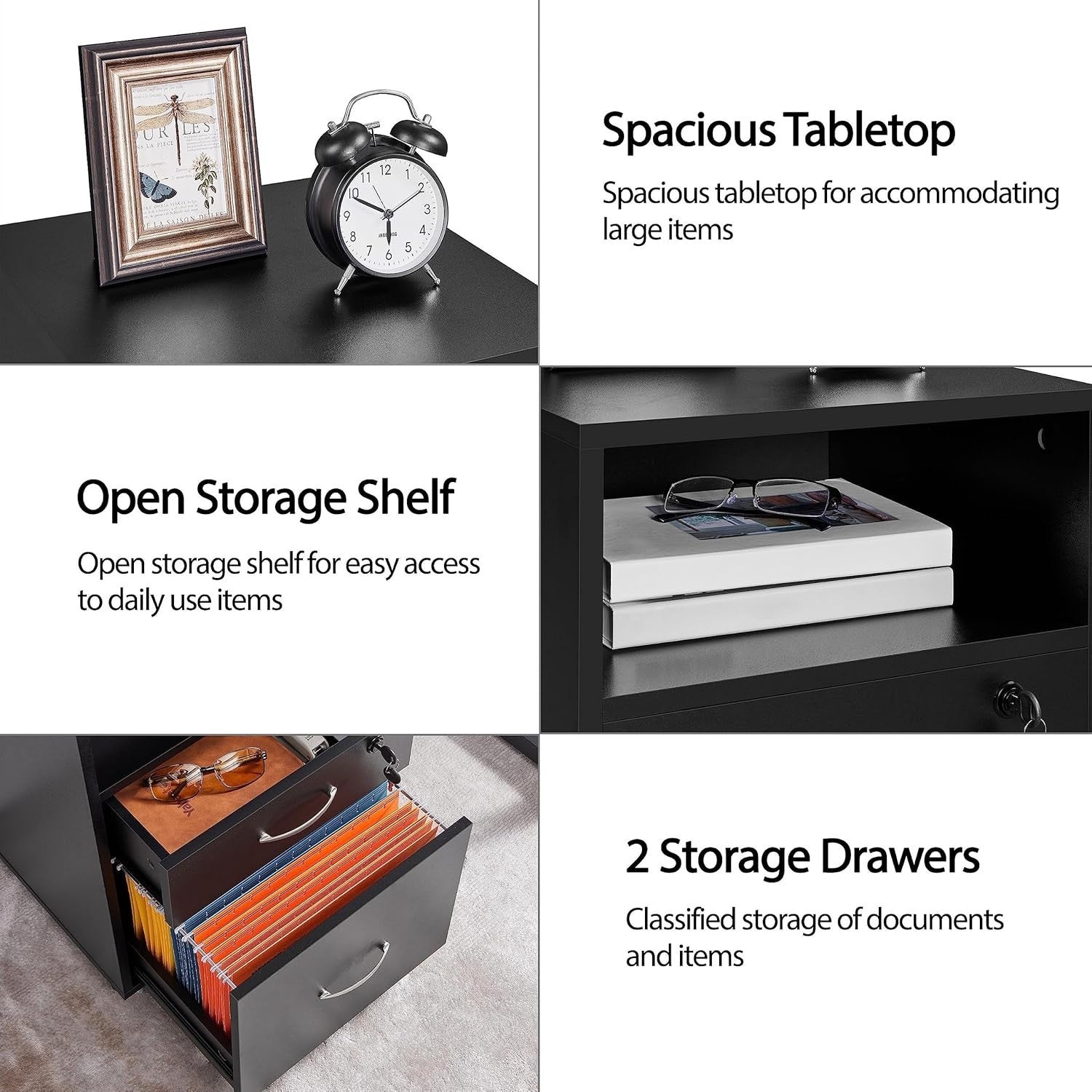 Mobile Filing Cabinet 2 Drawer Printer Stand A4 Letter Under Desk