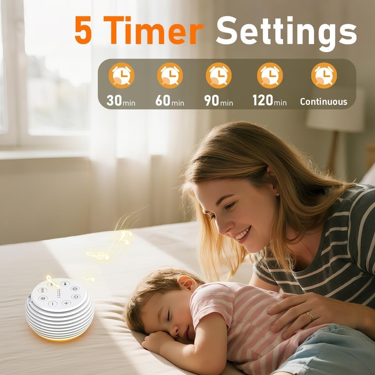 White Noise Sleep Machine with 30 Sounds, Night Light & Rechargeable