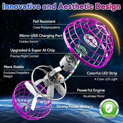 Magic 360° LED Boomerang Ball, Hand-Controlled Mini Flying Drone Toy Gift