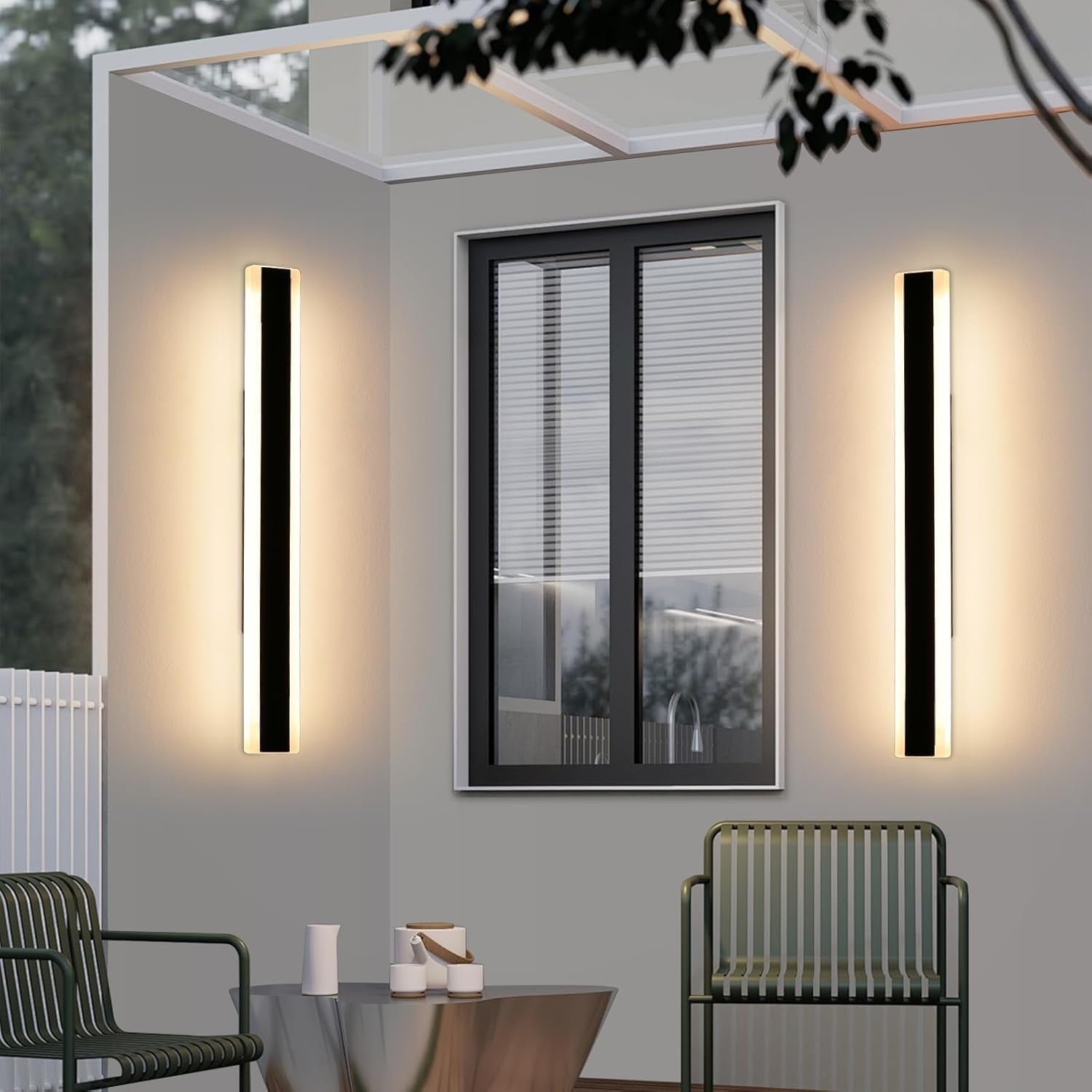 Outdoor Waterproof LED Wall Light 80cm, 3-Color Change, 2 Pack, Modern