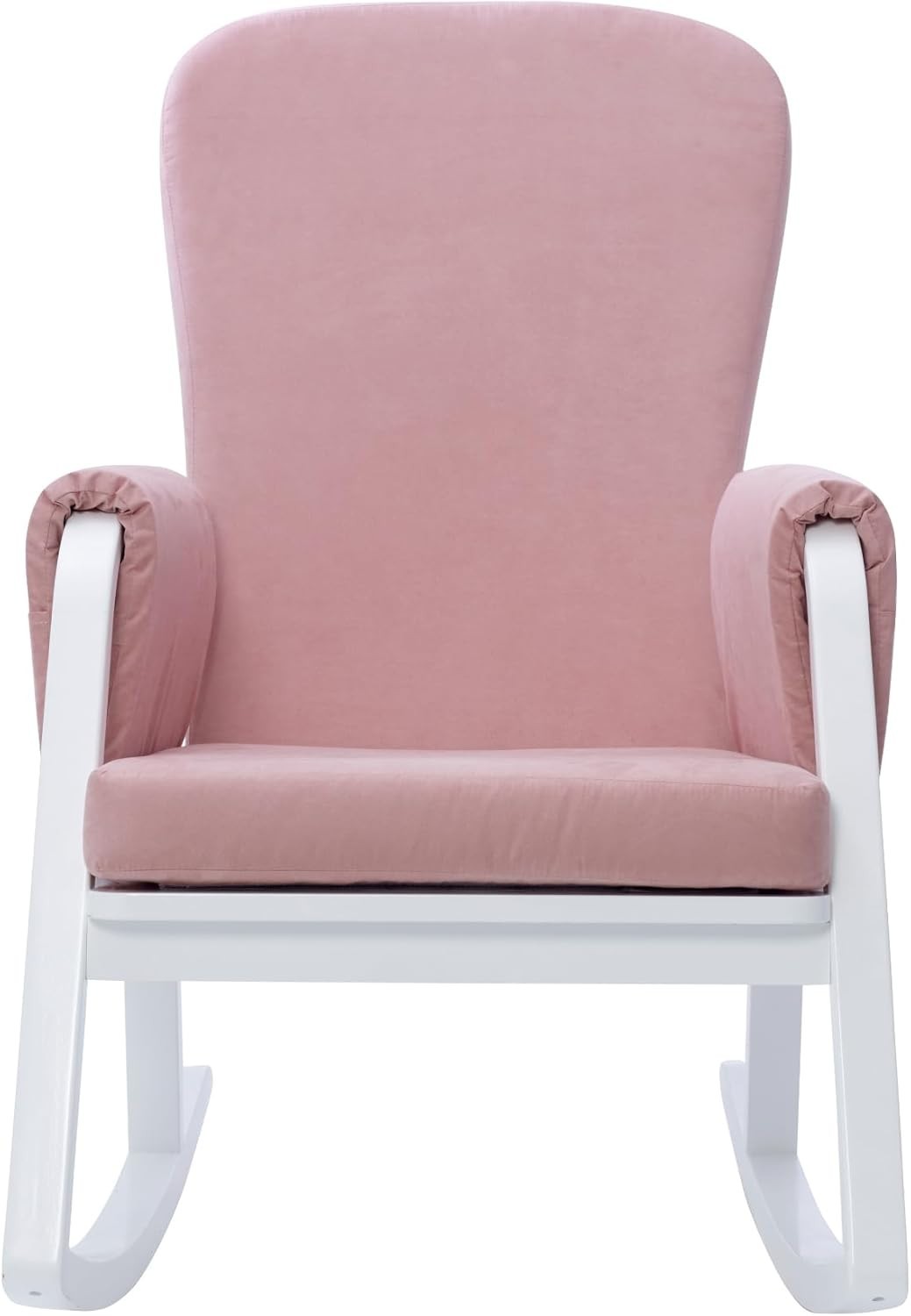 Luxury Pink Rocking Chair & Footstool Set with Suedette Fabric & Storage