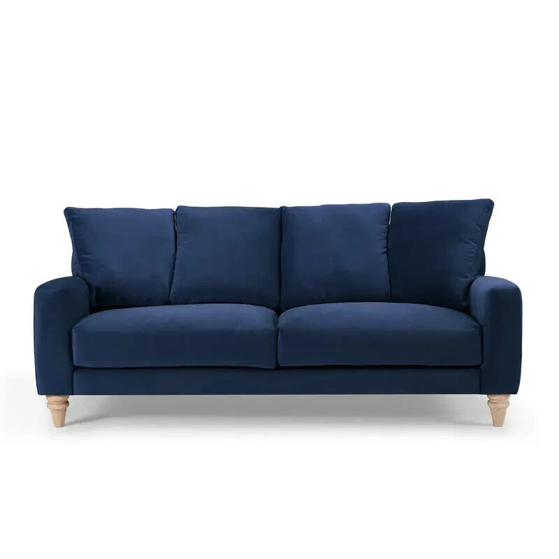 Navy Blue 3 Seater Sofa Scatter Cushions Deep Seat Velvet Modern Lounge