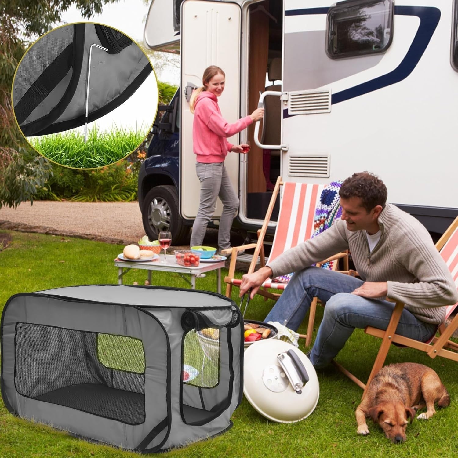 Pop-Up Foldable Dog Travel Crate Pet Carrier Tent for Small/Medium Dogs