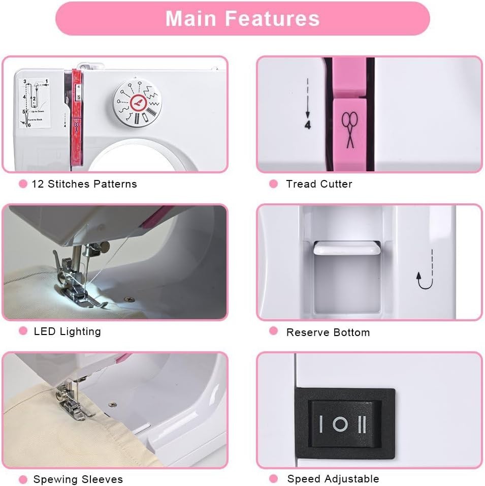 Mini Sewing Machine 12 Stitch Portable Electric Craft Repair Machine