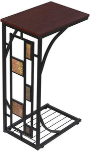 C-Shaped End Table with Storage Shelf, Compact Side Table for Living Room & Offi
