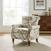 Floral Wingback Accent Chair Comfy Armchair Tufted Back Wood Legs