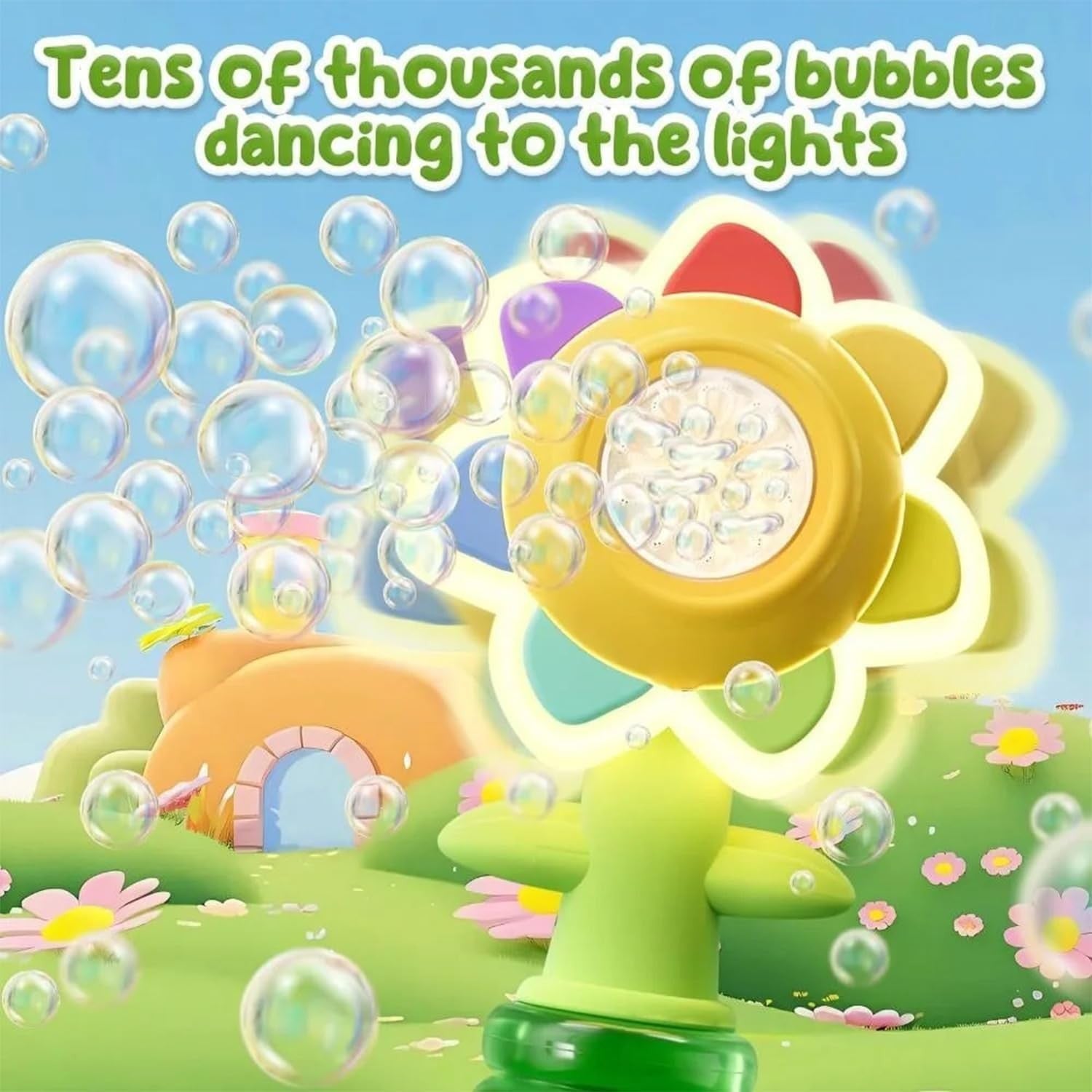 Sunflower Bubble Machine LED Rechargeable 20000 Party Toy