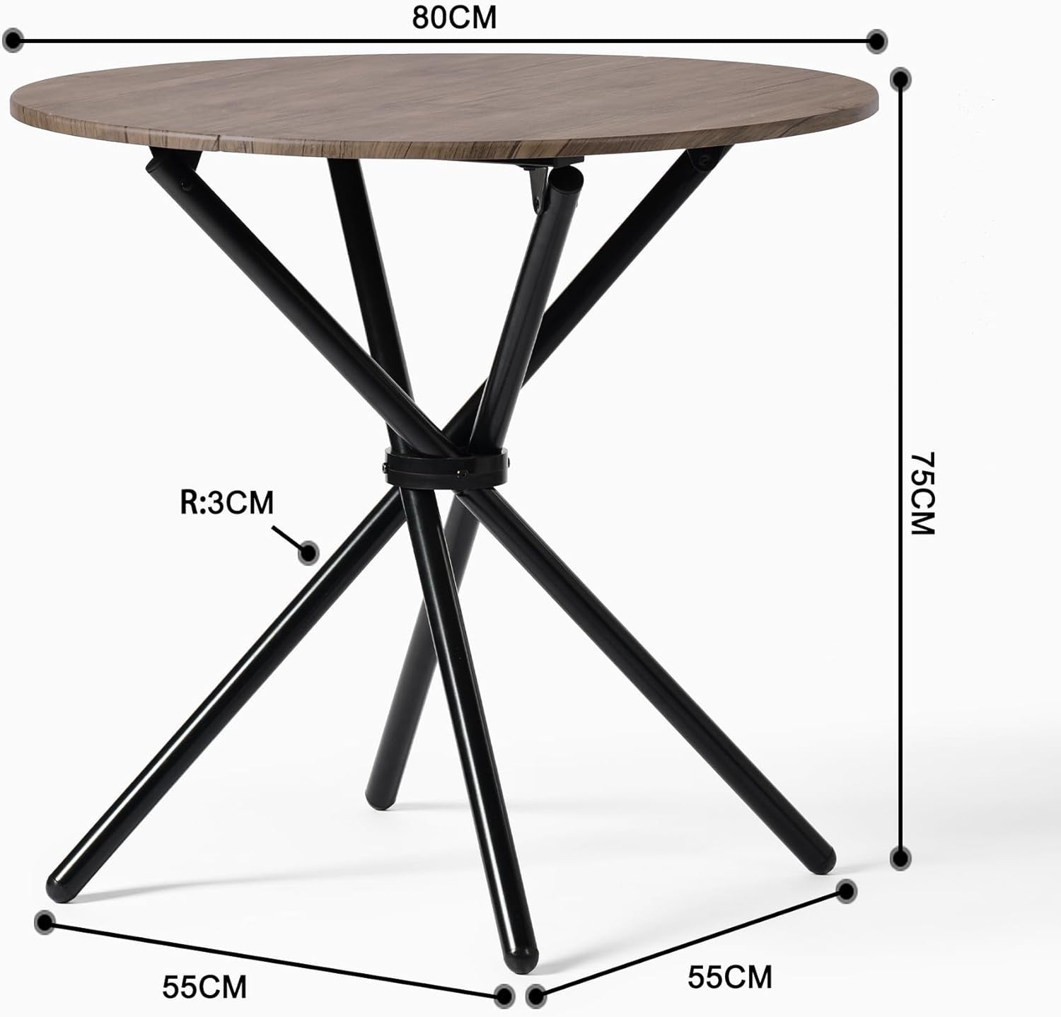 80cm Round Dining Table & 4 Chairs Set – Modern Kitchen, Bistro & Patio