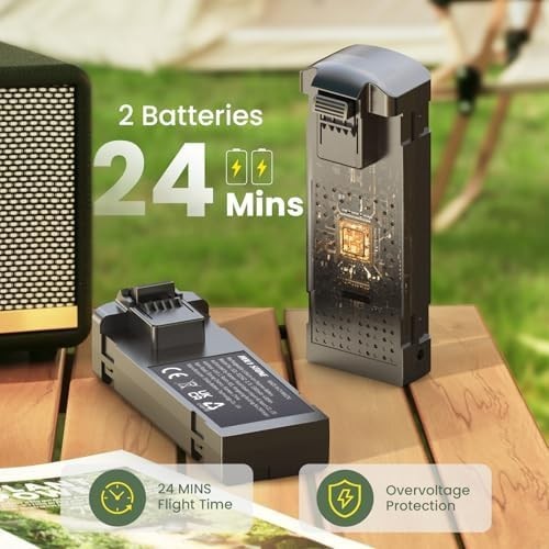 1080P HD Foldable Drone w/ APP Control, Tap Fly, Optical Flow, 2 Batteries