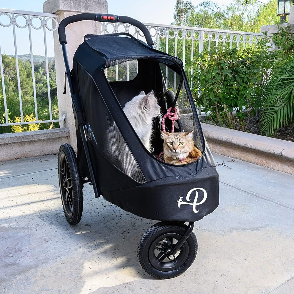 Dog Bike Trailer Jogger Stroller Large Foldable Air Tires Rain Cover