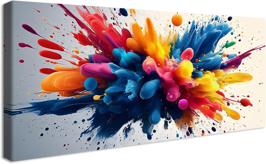 Large Abstract Spray Paint Canvas Wall Art 50x120cm Framed