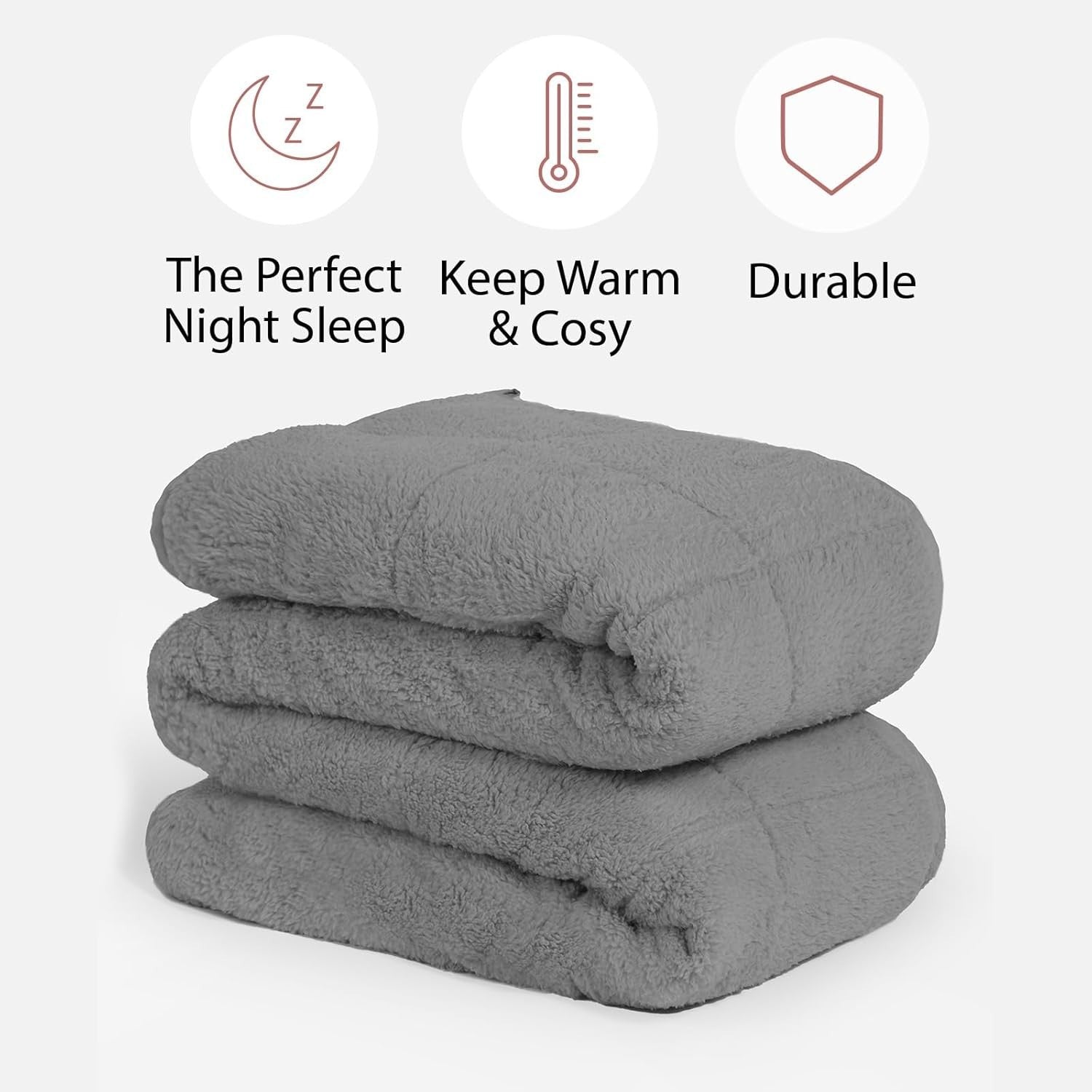 Teddy Fleece Weighted Blanket Charcoal Grey 8kg 150x200cm Calming Comfort