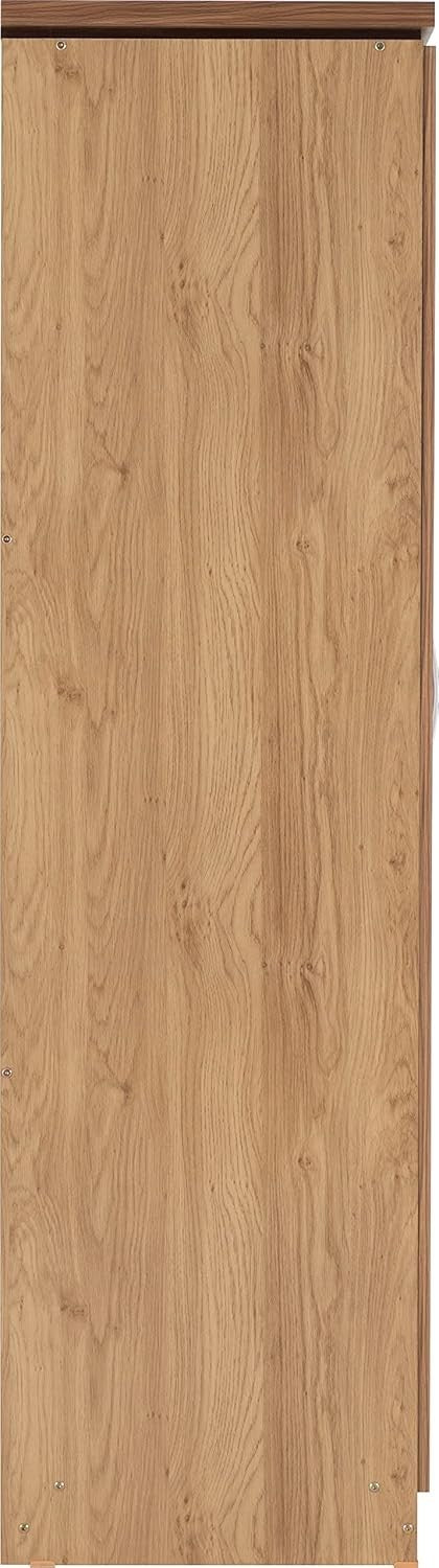 3 Door Wardrobe Mirror Oak Effect Hanging Rail Storage Modern Bedroom