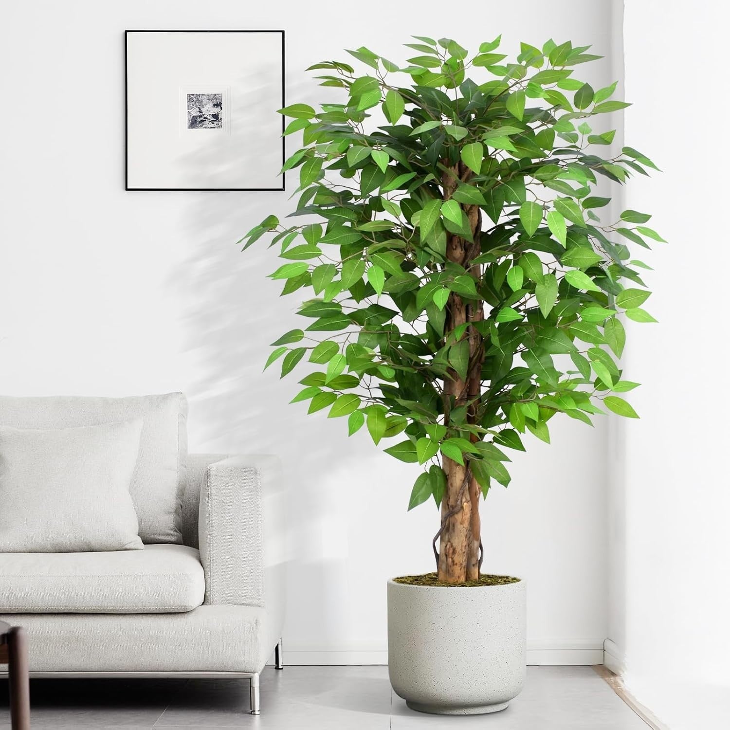 Set of 2 Ficus Artificial Trees 4ft 120cm Lifelike Indoor Potted Faux Plant Home