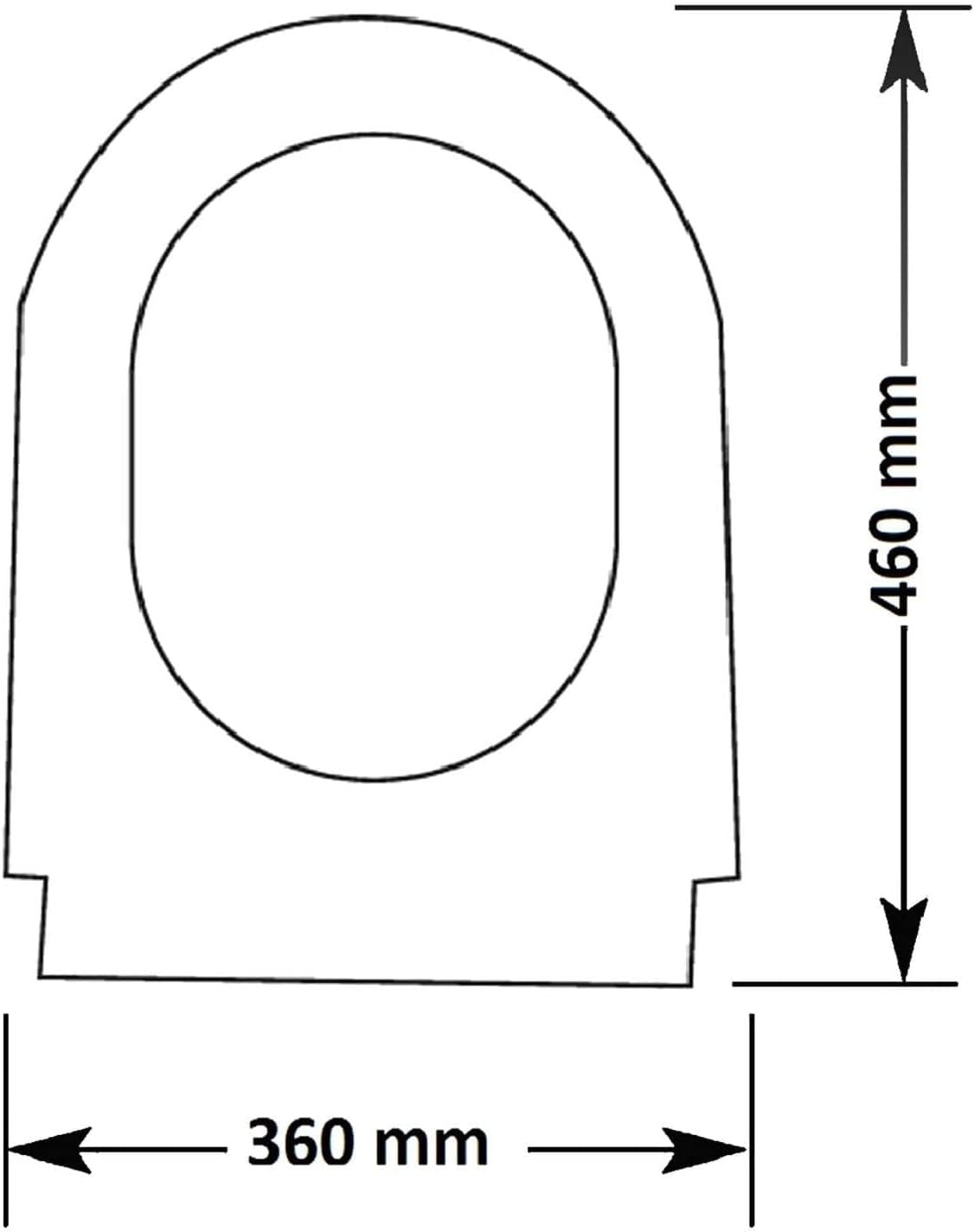 D-Shape Toilet Seat Soft Close Quick Release PP Plastic Top Fix 46x36cm