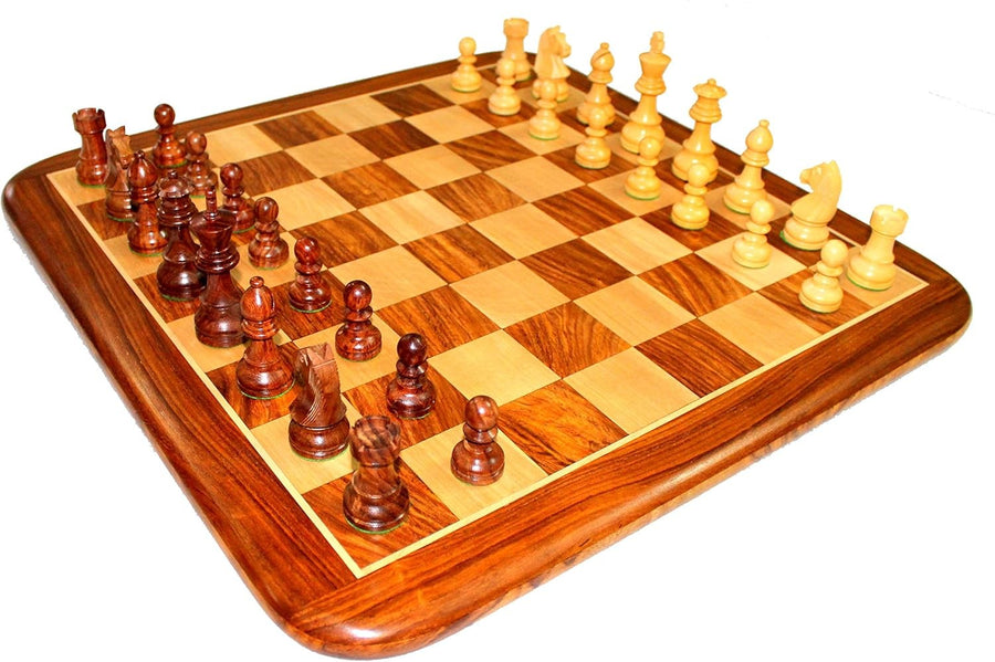 21" Acacia Wood Chess Set | Handcrafted Wooden Board & Pieces | Luxury Gift