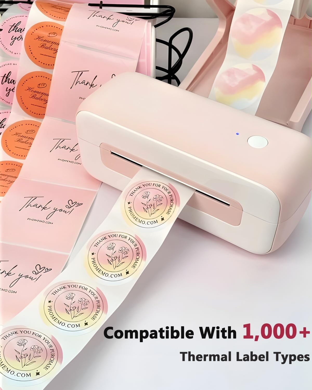 Bluetooth Thermal Shipping Label Printer 4x6 Desktop Pink