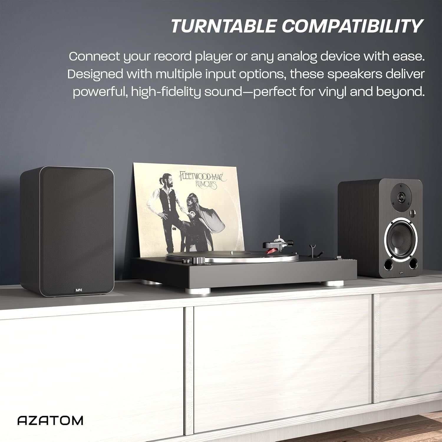 80W Bluetooth Bookshelf Speakers Hi-Res Audio HDMI Optical RCA Wood Finish