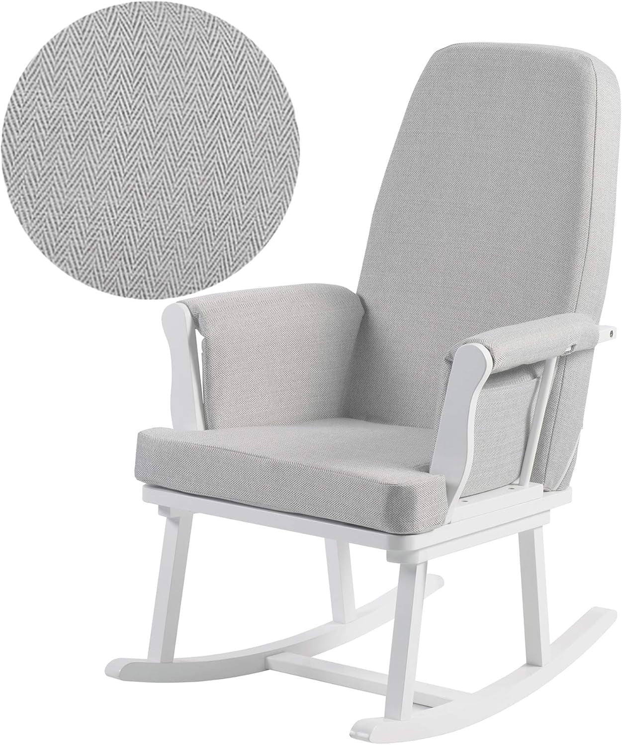 Nursery Rocking Chair Armchair Compact Glider w/ Storage Pockets Grey