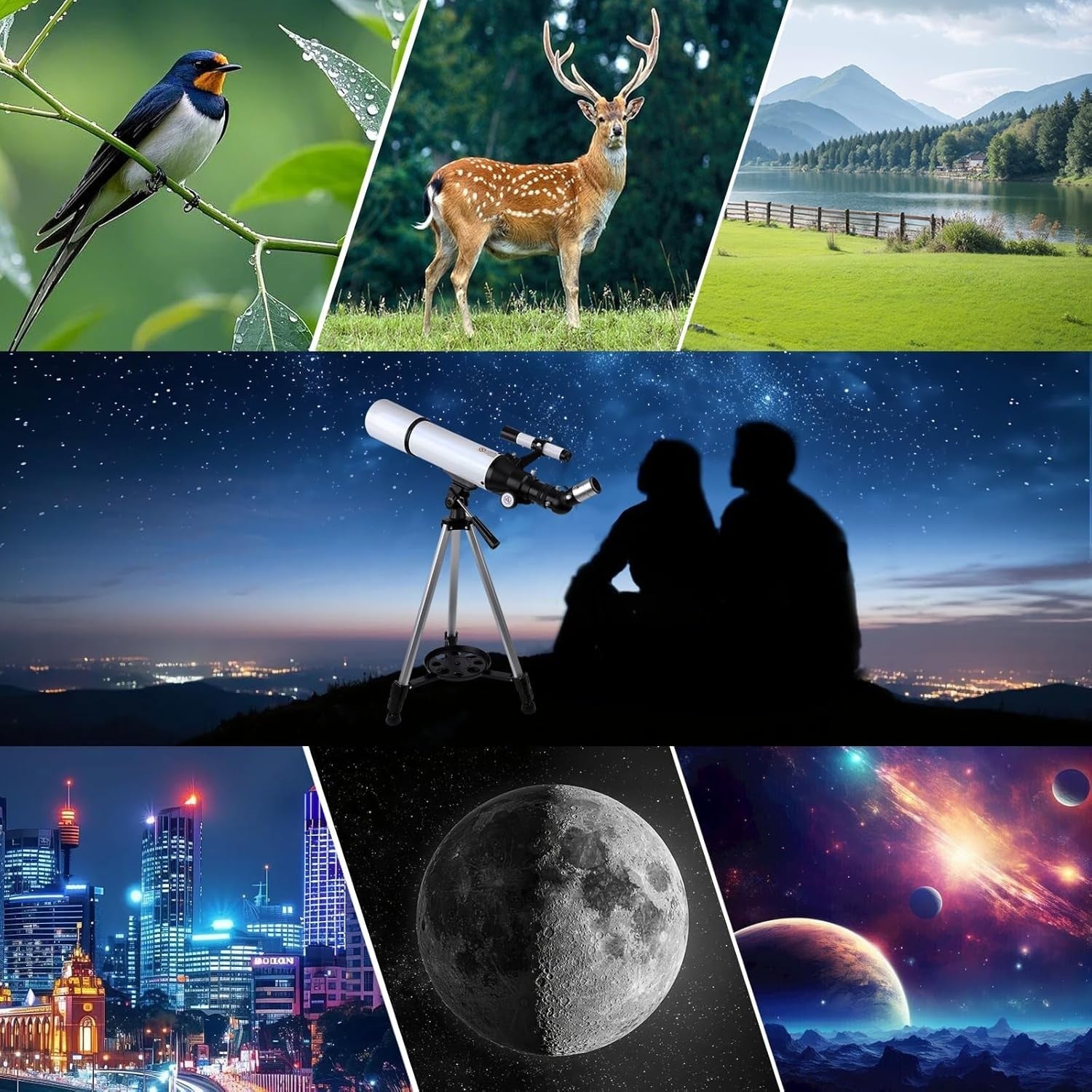 80mm 600mm Telescope | HD Refractor | Tripod Phone Adapter Travel Kit