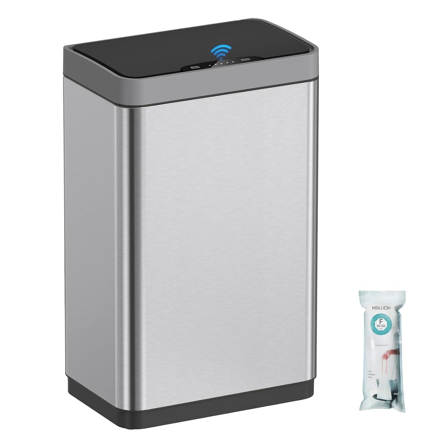 50L Touchless Kitchen Bin Motion Sensor Stainless Steel Silver