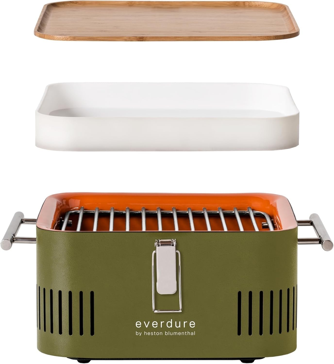 Portable Charcoal BBQ Grill With Bamboo Prep Lid – Compact Travel Outdoor Cooker
