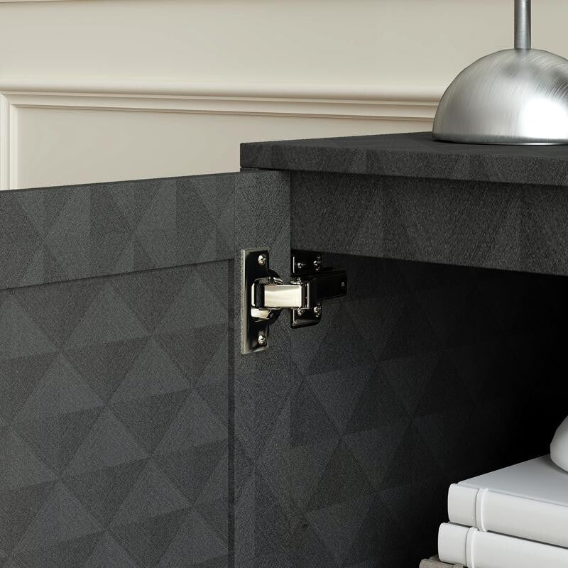 Modern Sideboard Cabinet 2 Door Storage Unit Steel Frame Adjustable