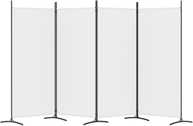4 Panel Folding Room Divider White Privacy Screen 346x180cm Fabric Partition