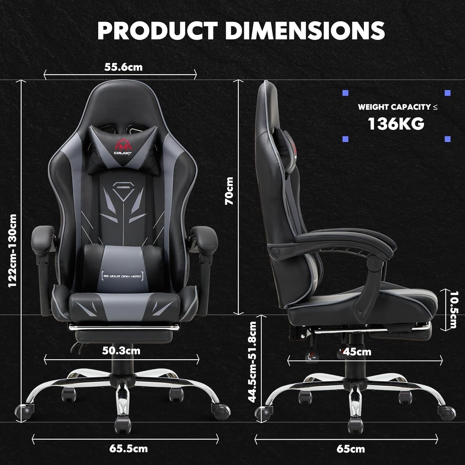 Gaming Chair High Back Footrest Swivel Recliner Office PC Video Gamer Seat
