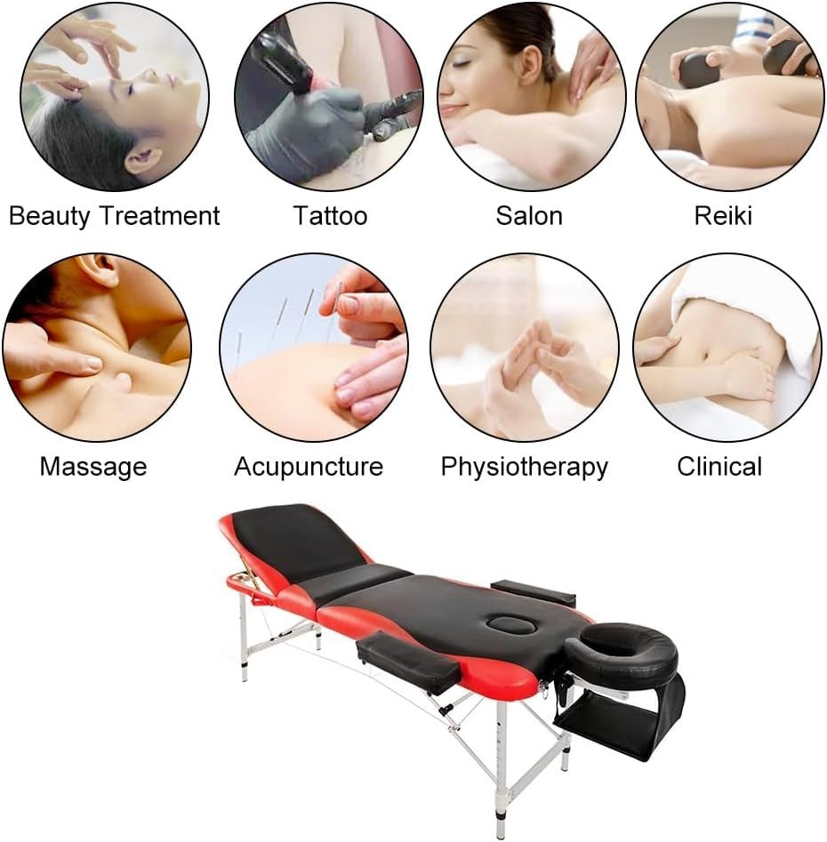 Portable Aluminium Massage Table Adjustable Folding Therapy Bed With Headrest