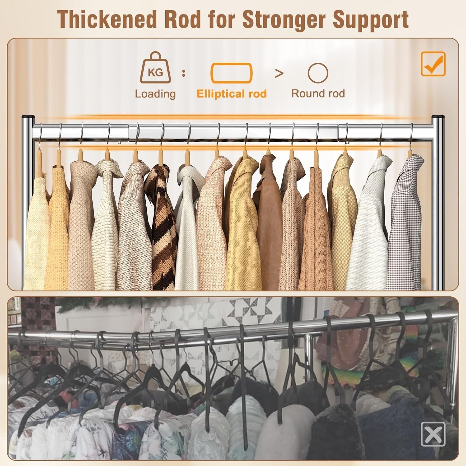 Silver Heavy Duty 180KG Clothes Rail With Wheels Metal Rack
