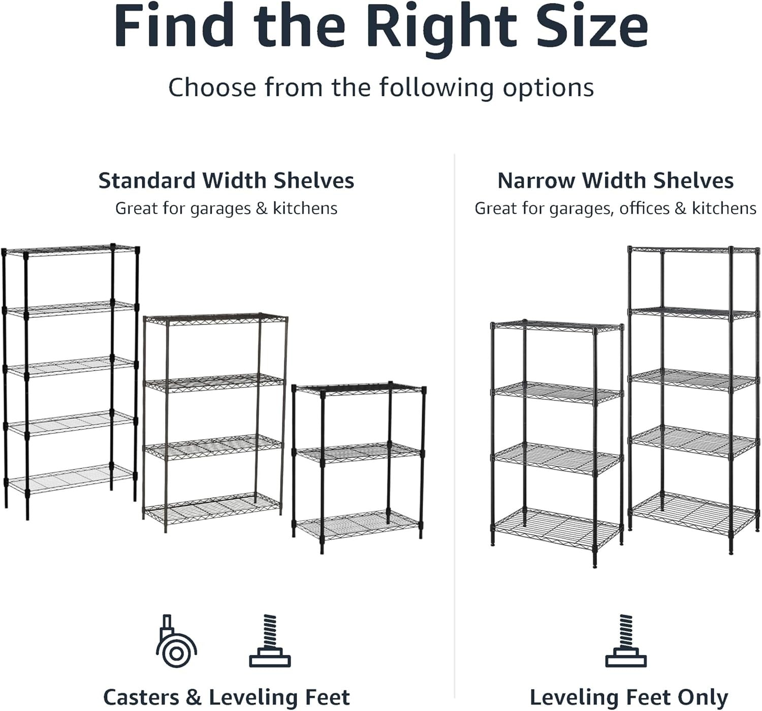 5-Tier Heavy-Duty Metal Storage Rack Adjustable Shelves Industrial Black Unit