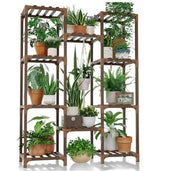Tall Wooden Plant Stand Indoor Outdoor Multi-Shelf Flower Pot Rack