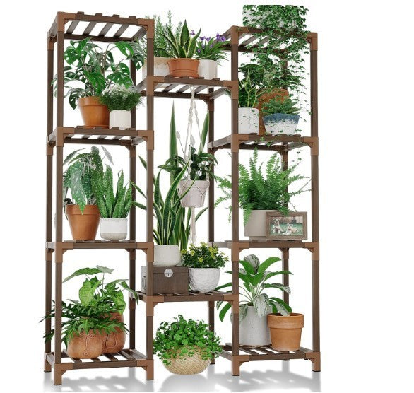 Tall Wooden Plant Stand Indoor Outdoor Multi-Shelf Flower Pot Rack