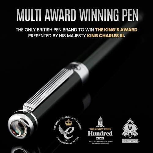Luxury Rollerball Pen Dark Black Green Chrome Medium Gift