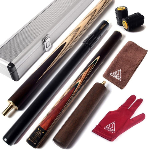 57in Snooker Cue 18oz Ash Shaft 3/4 Joint Dual Extensions Pro Set