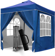 2x2M Blue Pop Up Gazebo With Removable Sides Waterproof Outdoor Tent