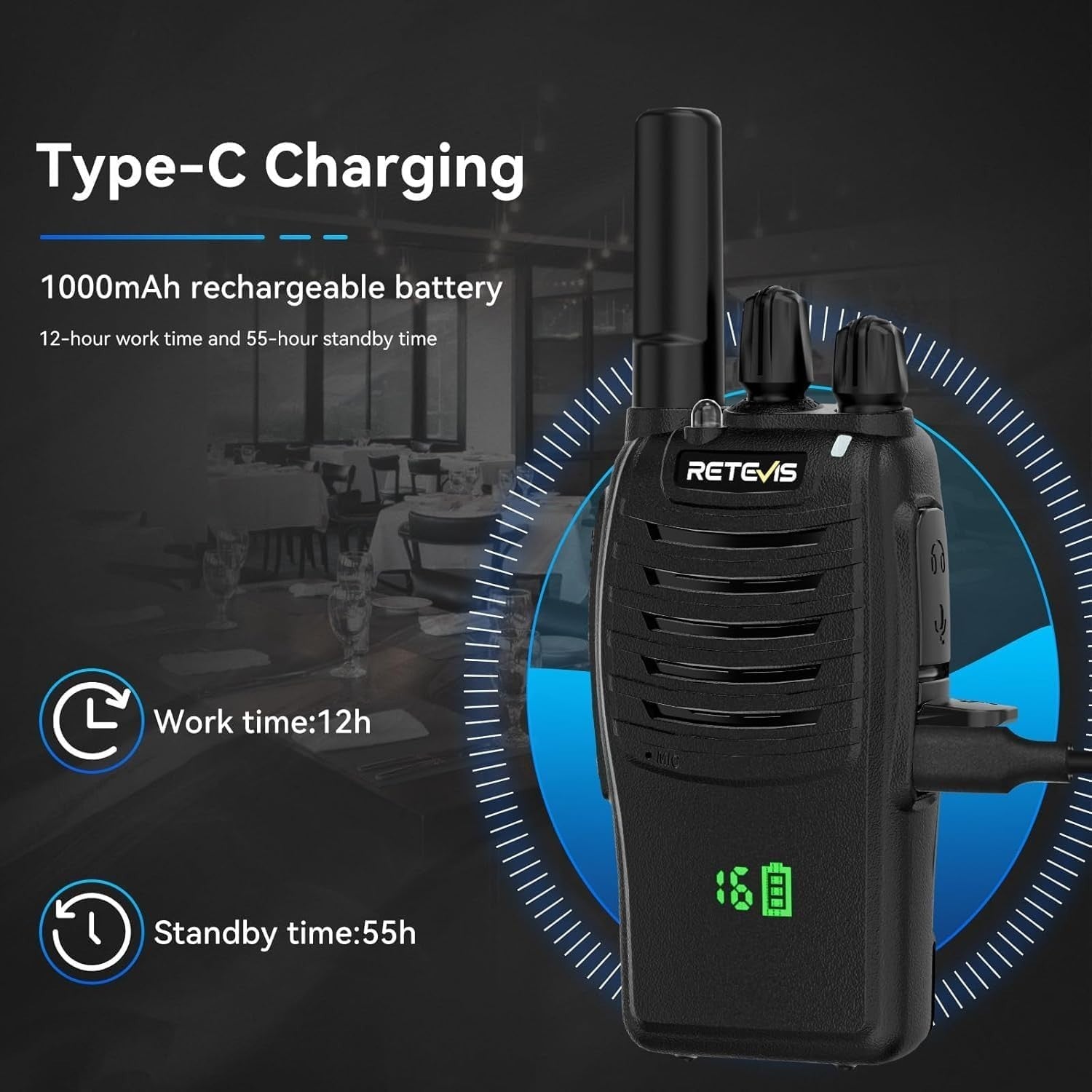 Walkie Talkies 6 Pack Rechargeable Two Way Radio w Screen 6 Way Charger
