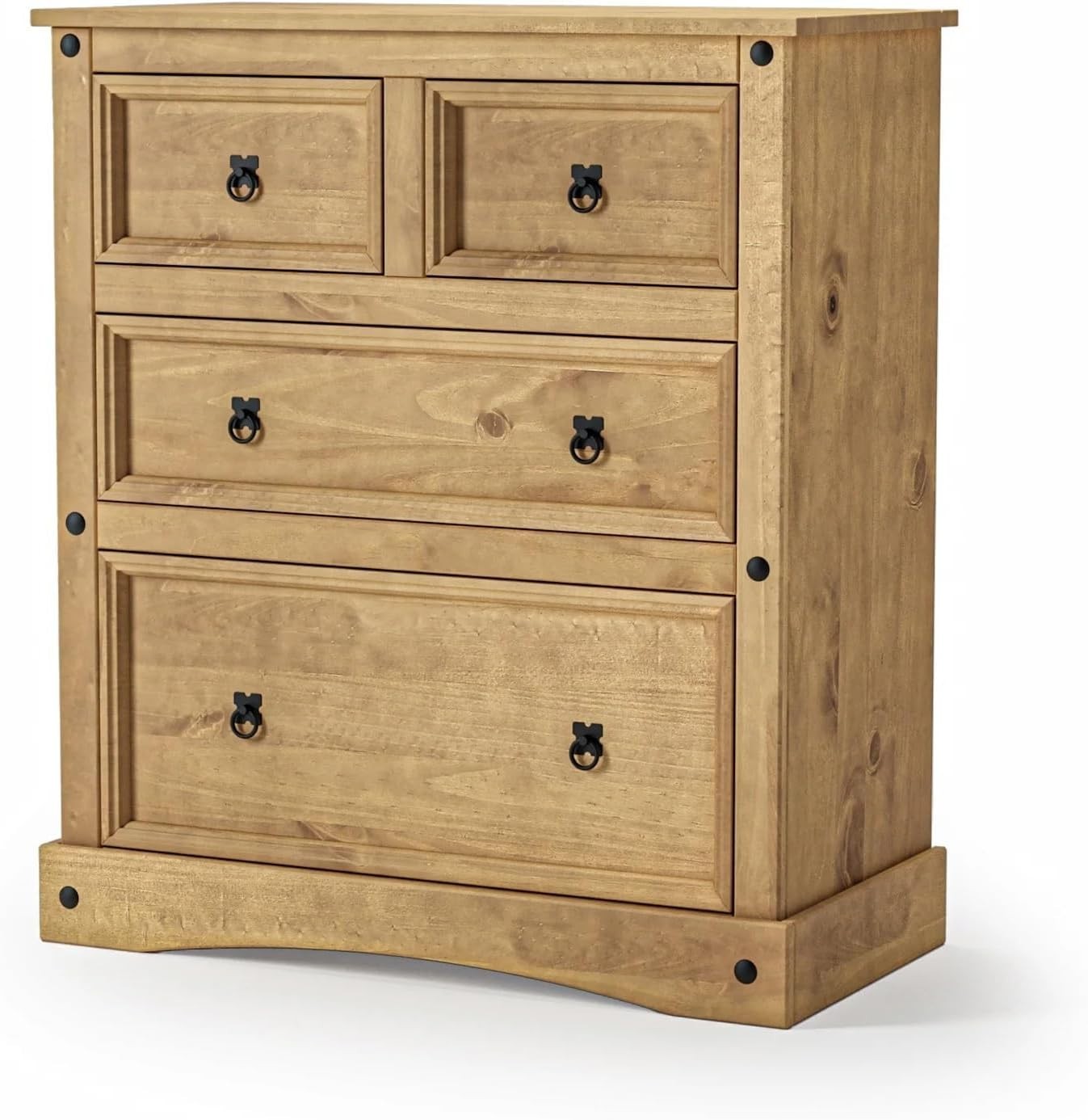 Solid Pine Wood Chest of Drawers 4-Drawer Storage Cabinet Rustic Bedroom